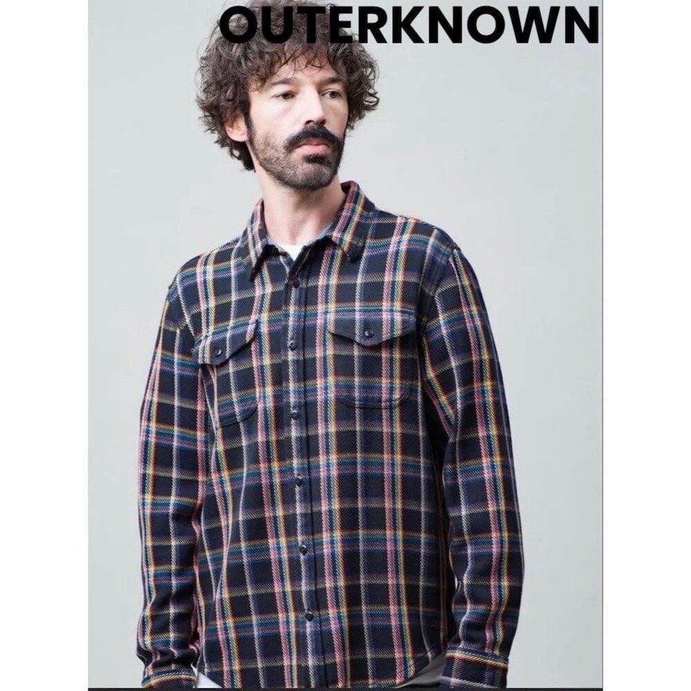 Outerknown Blanket Shirt Men's Small Rainbow Plaid Flannel Button-Up